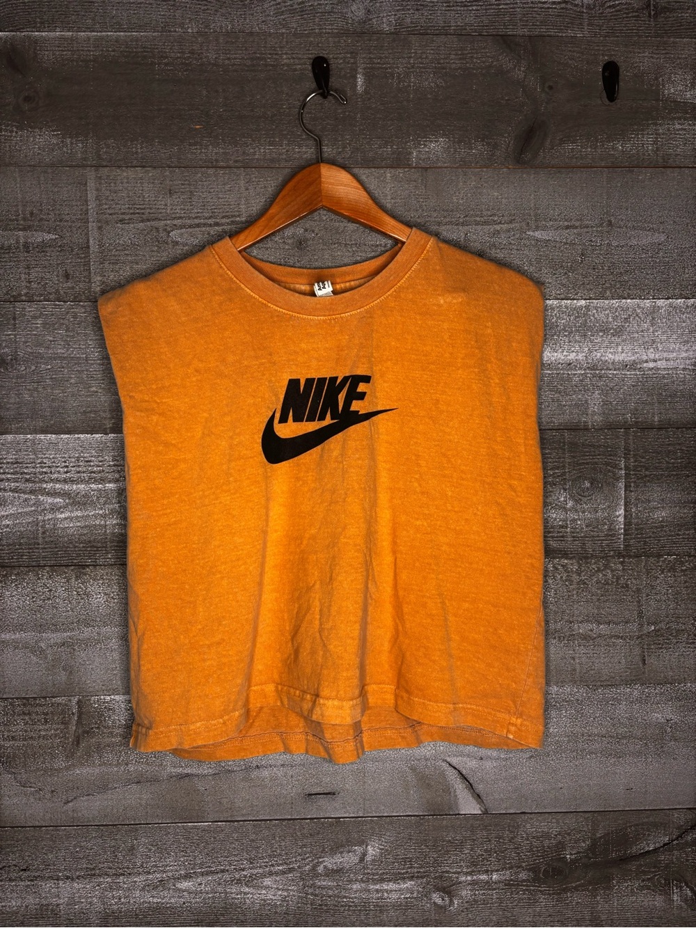 American Apparel Nike M beige Sleeveless muscle Tee with Black Logo